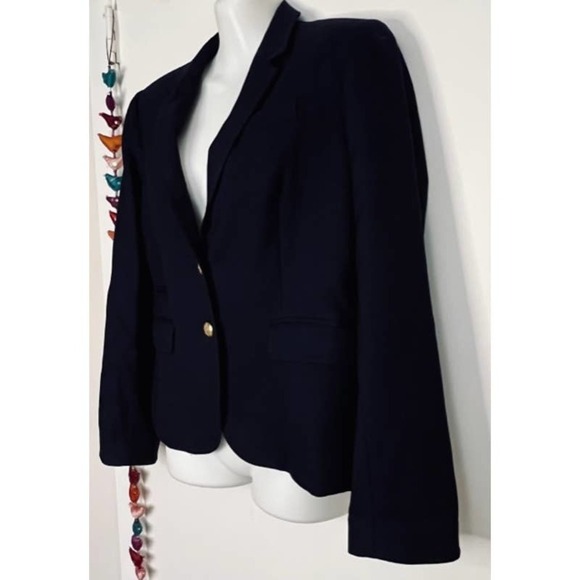 VTG J. CREW NAVY BLUE WOOL BLEND SCHOOLBOY BLAZER SIZE 4 - Picture 5 of 12